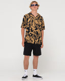 RUSTY Night Swim Short Sleeve Printed Shirt - Navy Blue