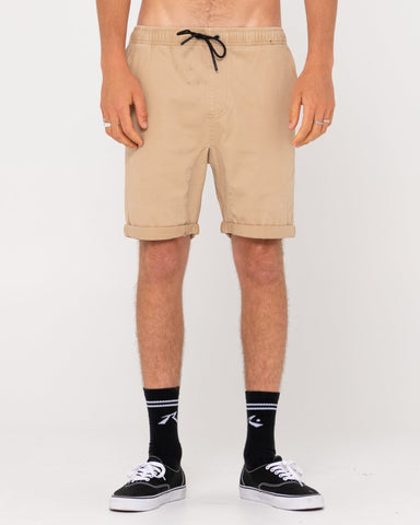 RUSTY Hooked On Elastic Waist Short - Khaki