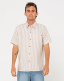 RUSTY Pinstripe Short Sleeve Shirt - White