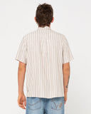 RUSTY Pinstripe Short Sleeve Shirt - White