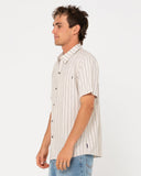 RUSTY Pinstripe Short Sleeve Shirt - White