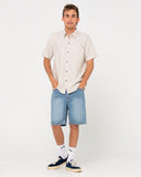 RUSTY Pinstripe Short Sleeve Shirt - White