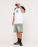 RUSTY Wagwan Raglan Graphic Tee - White