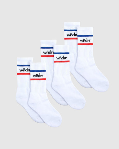 WNDRR CHALLENGER CREW SOCKS 3 PK - White