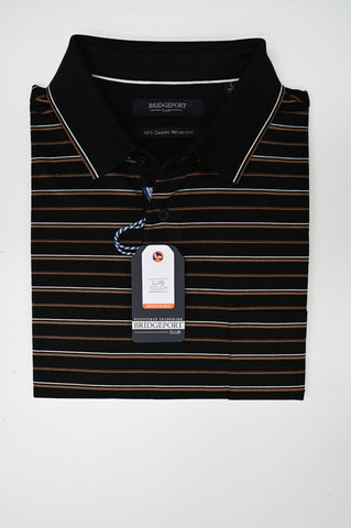 Bridgeport B2380 Double Mercerized Polo Shirt - Black/Tan