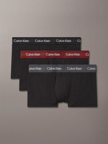 CALVIN KLEIN U2664 3 Pack Low Rise Trunks - Black/Grey Heather/Syrah