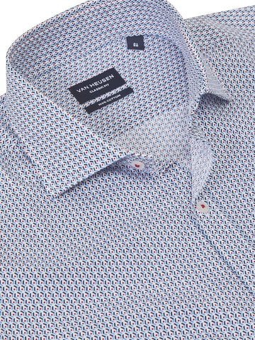 VAN HEUSEN VCS533N_P COTTON GEO LS PRINT SHIRT - Blue