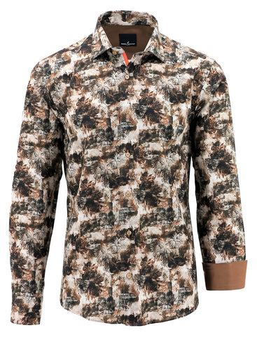 Daniel Hechter Vogue W23DCT5-22 Long Sleeve Dress Shirt - Choc/Taupe