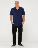 RUSTY Overtone Short Sleeve Linen Shirt - Blue Depths