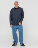 Rusty Overtone L/S Linen Shirt - Navy Blue