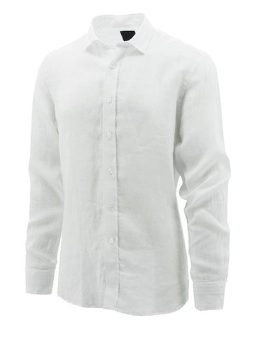 DANIEL HECHTER SEL LONG SLEEVE LINEN SHIRT - White