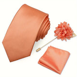 E-MALE Three Piece Tie, Hank + Flower Set