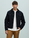 BRIXTON CABLE SHERPA LINED TRUCKER JACKET - Black