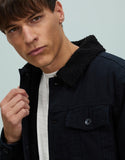 BRIXTON CABLE SHERPA LINED TRUCKER JACKET - Black