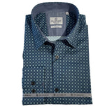 AK DEMIRE AK-555 L/S Geo Print Shirt - Blue/Green