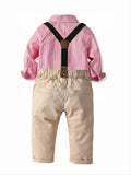 E-MALE 4 Piece Boys Clothing Set - Stone/Red Stripe