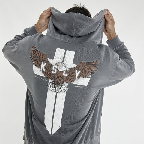 KISS CHACEY Evolution Relaxed Zip Front Hoodie - Pigment Castlerock