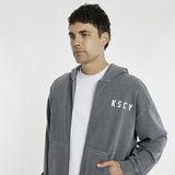KISS CHACEY Evolution Relaxed Zip Front Hoodie - Pigment Castlerock