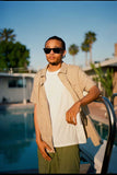 BRIXTON CHARTER PRINT S/S WOVEN SHIRT - Sand Pyramid