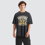 NENA AND PASADENA Rampage Heavy Box Fit Scoop T-Shirt - Pigment Black