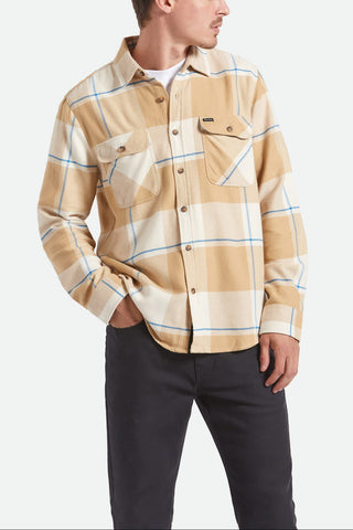 BRIXTON BOWERY L/S FLANNEL - Whitecap/Sand/Cyber Blue