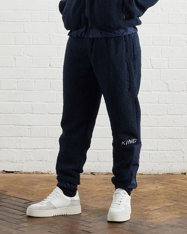 KING TENNYSON SHERPA TRACKSUIT BOTTOMS - INK BLUE