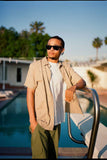 BRIXTON CHARTER PRINT S/S WOVEN SHIRT - Sand Pyramid