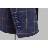 Scuzzatti 2241 Wool Blend 2 Piece Plaid Suit - Navy