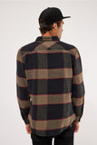 BRIXTON BOWERY LS FLANNEL SHIRT - Heather Grey/Charcoal