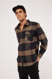BRIXTON BOWERY LS FLANNEL SHIRT - Heather Grey/Charcoal