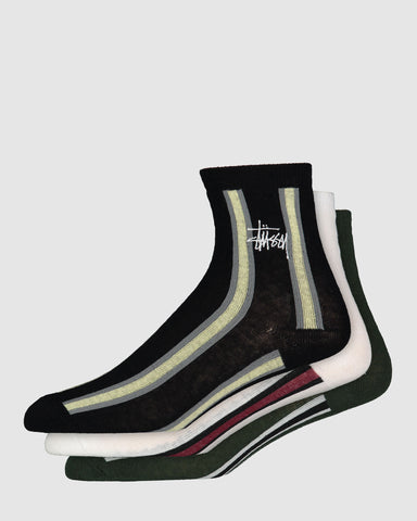 STUSSY VERTICAL STRIPE 3 PACK SOCK