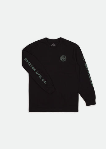 BRIXTON Crest Long Sleeve Tee - Black/Cream