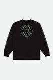 BRIXTON Crest Long Sleeve Tee - Black/Cream