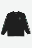 BRIXTON CREST L/S TEE - Black/Off White/Jade