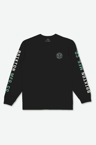 BRIXTON CREST L/S TEE - Black/Off White/Jade