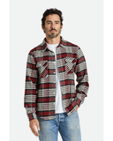 BRIXTON Bowery Long Sleeve Flannel Shirt - Island Berry/White Cap/Black