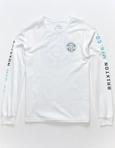 BRIXTON Crest Long Sleeve Tee - White/Black