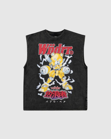 wndrr FINAL FORM VINTAGE MUSCLE TOP - Washed Black
