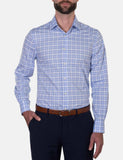 Hardy Amies 356SF Classic Light Blue Check LS Business Shirt