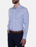 Hardy Amies 356SF Classic Light Blue Check LS Business Shirt