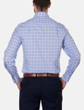 Hardy Amies 356SF Classic Light Blue Check LS Business Shirt