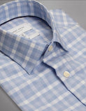 Hardy Amies 356SF Classic Light Blue Check LS Business Shirt