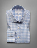 Hardy Amies 356SF Classic Light Blue Check LS Business Shirt