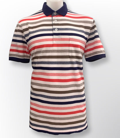Back Bay G840112 Stripe Cotton Polo - Melon
