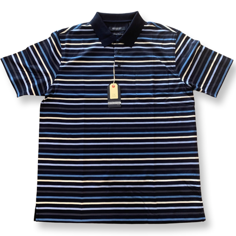 Bridgeport B2262 Stripe Polo - Navy