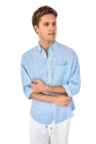 INDUSTRIE The Baker Linen L/S Shirt - Blue & White Stripe