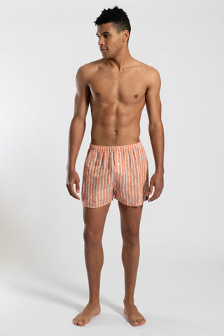 JAMES HARPER JHBX46 DOUBLE STRIPE LINEN SLEEP SHORTS - Koi