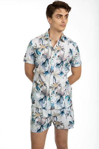 James Harper Tropical Poplin Boxer Short - Blue