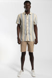James Harper JHS389 MULTI STRIPE S/S SHIRT - Khaki