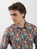 James Harper JHS412 Foliage Long Sleeve Shirt - Rhubarb